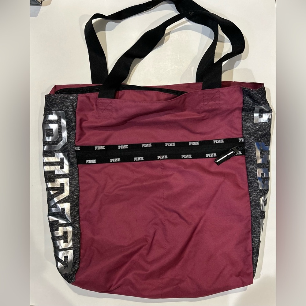 Mauve & black zipper tote bag originally bought from Pink
